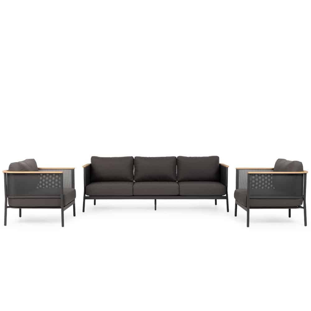 Tropea 3 Piece Outdoor Lounge Set- Gunmetal